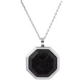Stainless Steel Forged Carbon Octagon Pendant on 20 -22  Adjustable Rounded Box Chain